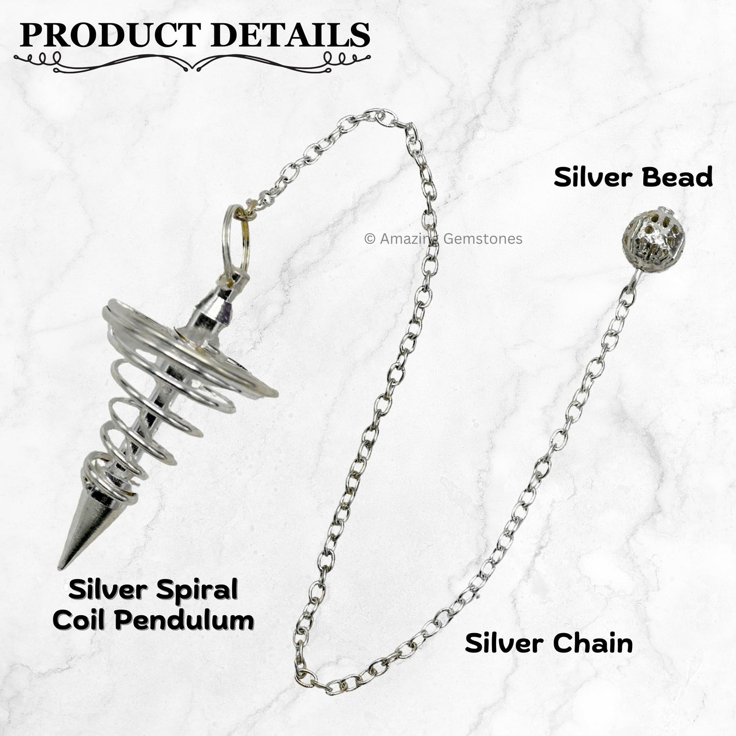 Amazing Gemstone Healing Metal Pendulums for Divination, Silver Spiral Coil Steel Copper Pendulum High Energy Pendulo de Bronce Pendulos de Mesa MP18