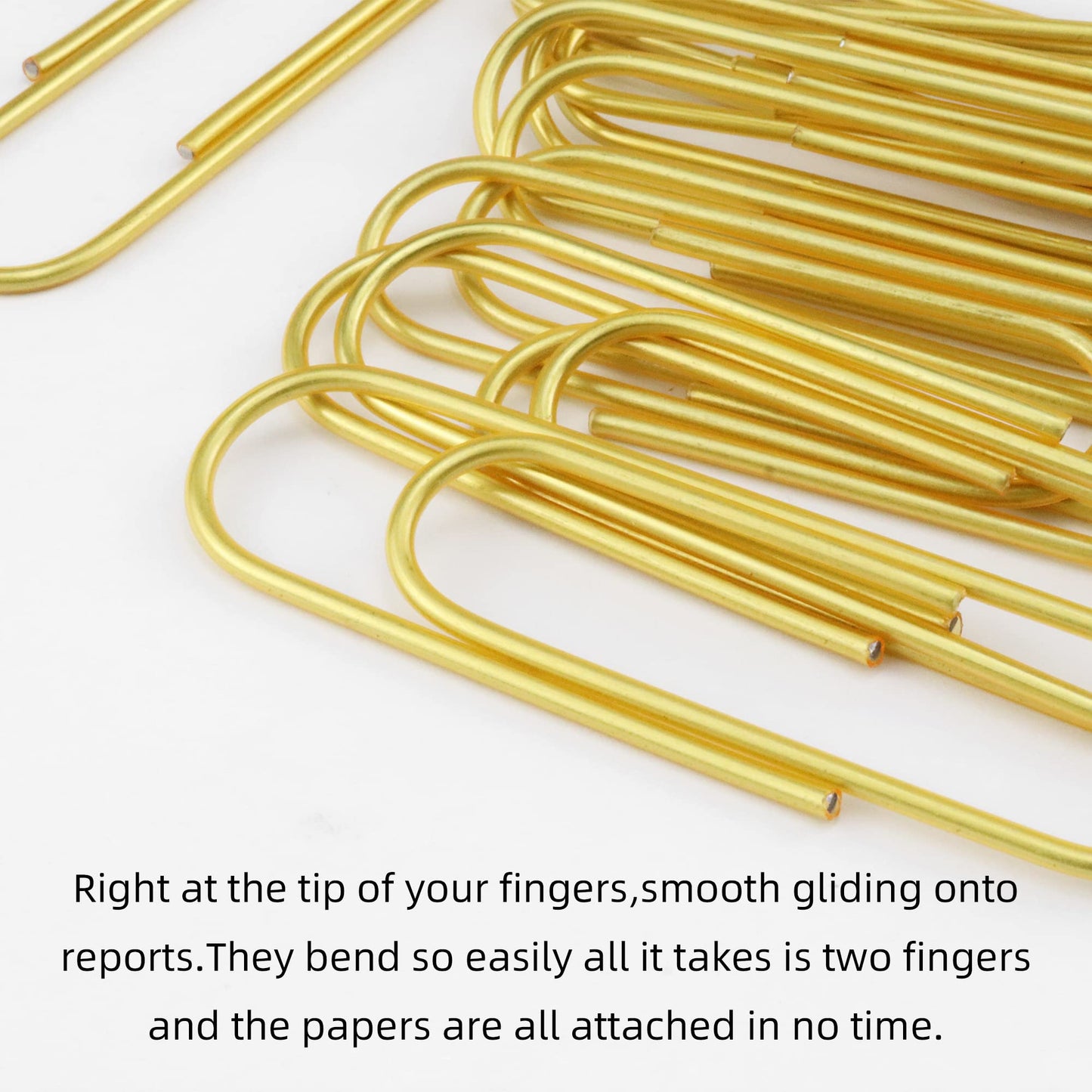 HEEHEE 4 Inch Large Paper Clips 35 Pcs Brightly Colored Gold Vinyl Coated Rust Resistant Smooth Finish Large Jumbo Paperclips for Office School Documents Photo Card