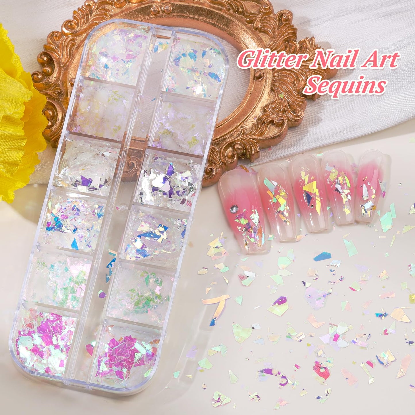 10 Boxes Nail Rhinestones Gems Kit,Gold/Silver Metal Studs,Mixed Sizes Flatback Crystals Rhinestones,Half Pearls,Sequins,Foil Flakes with Tweezers & Dotting Tools for DIY Manicure
