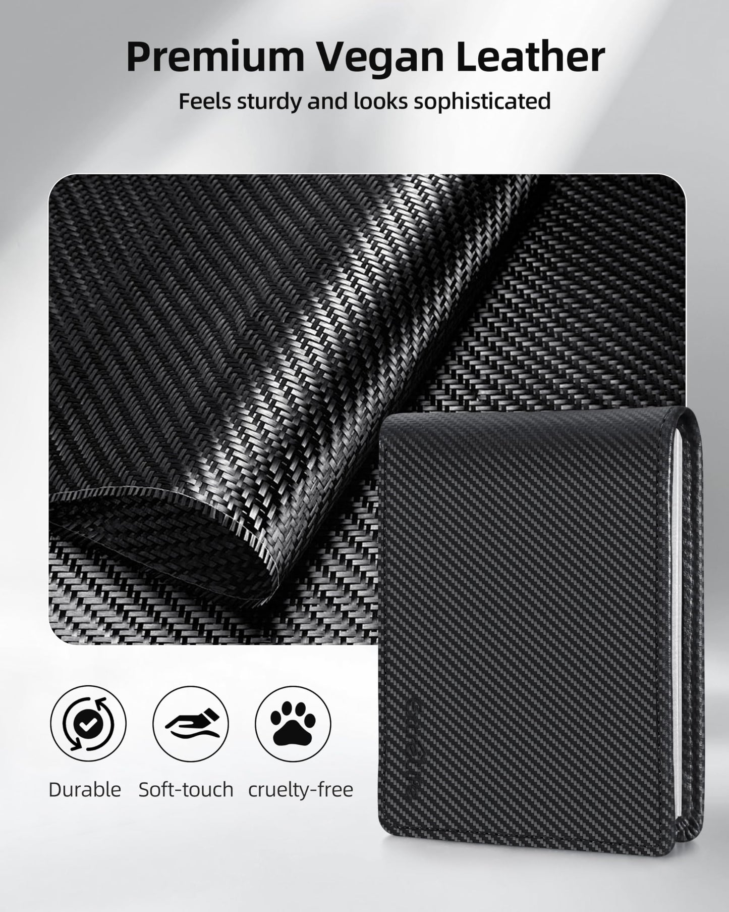 Wallet for Men, Built-in Bluetooth Tracker with Apple Find My (iOS Only), RFID Blocking Bifold Mens Air Tag Wallet with GPS Tracker, Rechargeable Wallets Finder, Gift for Him, Carbon Black