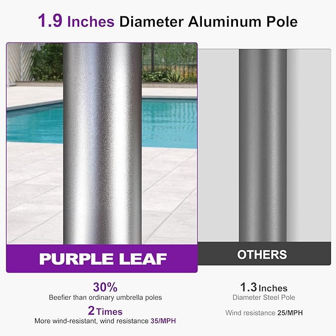 PURPLE LEAF 3-Piece Patio Chaise Lounge Set with Market Umbrella Adjustable Outdoor Recliners for Pool, Patio and Garden Nurture Shale