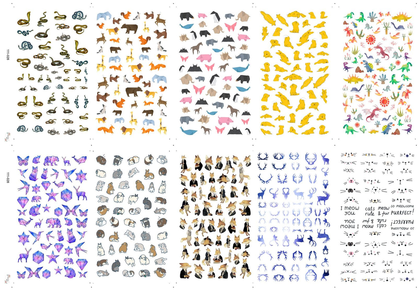 Nail Decals [10 Sheets] Woodl Animal Nail Stickers Set Deer Antlers Foxes Rabbits Bears Geometric Wildlife Playful Creatures Creating Charming Nature Inspired Manicure Styles Unique Nail Looks