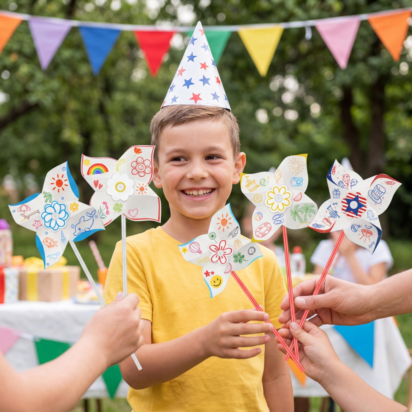 60pcs Summer Activities for Kids – DIY Paper Pinwheels Crafts, Blanks White Windmill Kits Bulk for 4th of July, Classroom Party, Back to School, Easter, Spring Art Projects