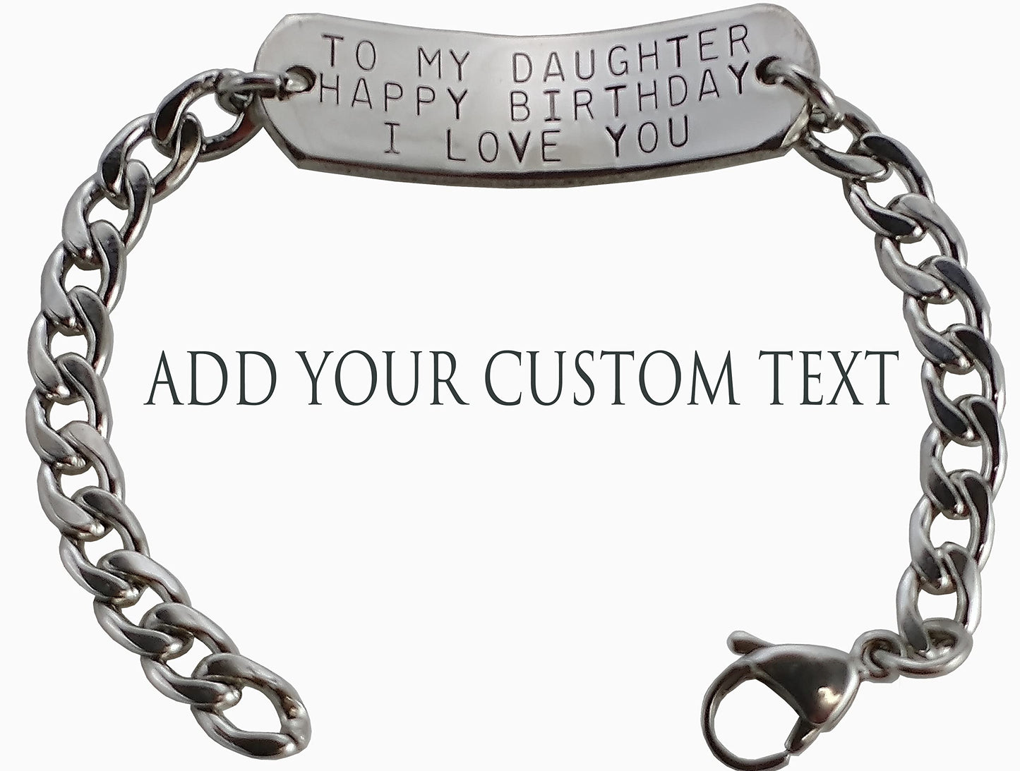 Personalized Medical Alert Bracelet, Customizable on both sides, multiple sizes, Adjustable, Stainless steel