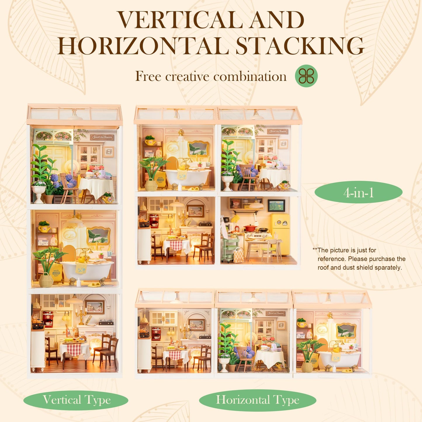 Rolife Super Creator-DIY Plastic Miniature House for Adults, Mini Blocks Model Kit Building Set for Teens 8-12, DIY Crafts/Hobbies/Building Blocks Toys for Teens&Adults (Blooming Tea Garden)