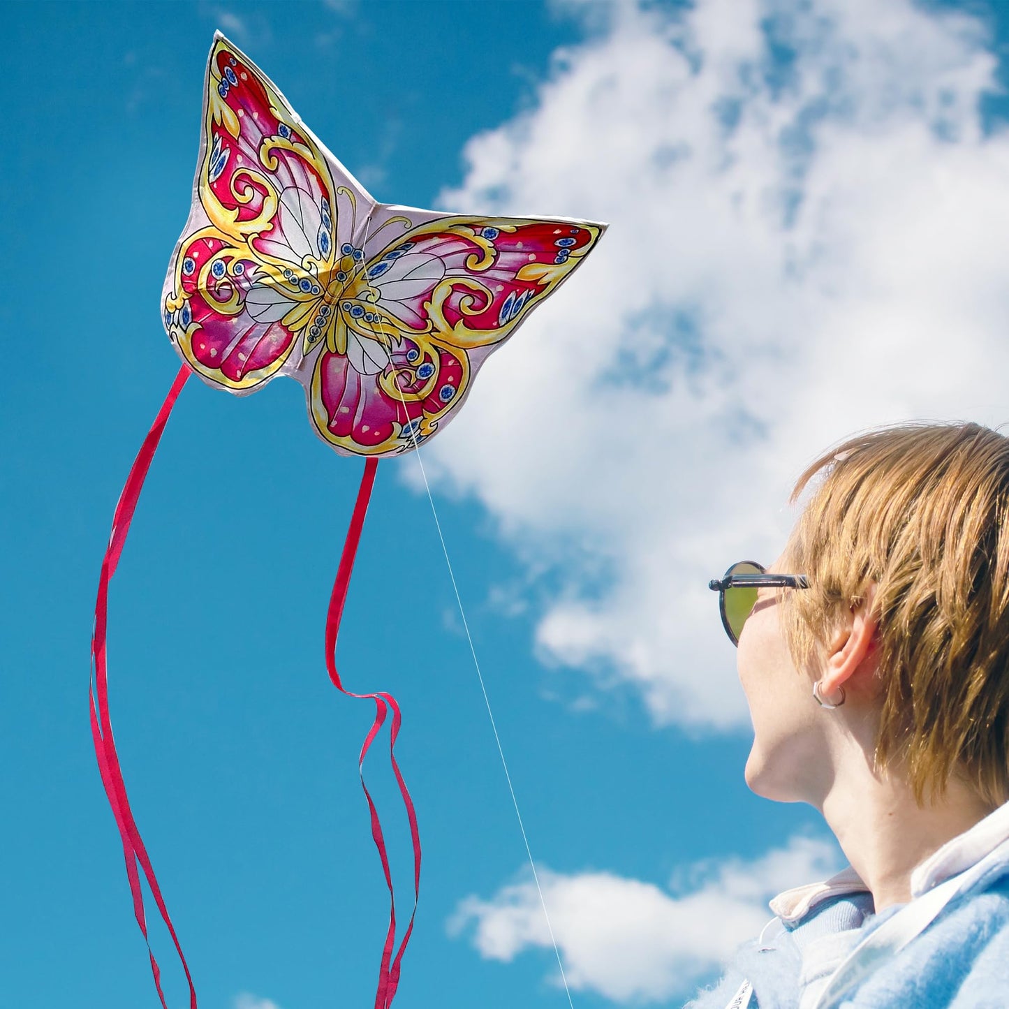 Xida Butterfly Kites for Kids & Adults, Extremly Easy to Fly, Large Kites for Adults, Single Line Kite for Beach Trip, with 200 FT String Handle, Beginners Kite for Kids Ages 4-8