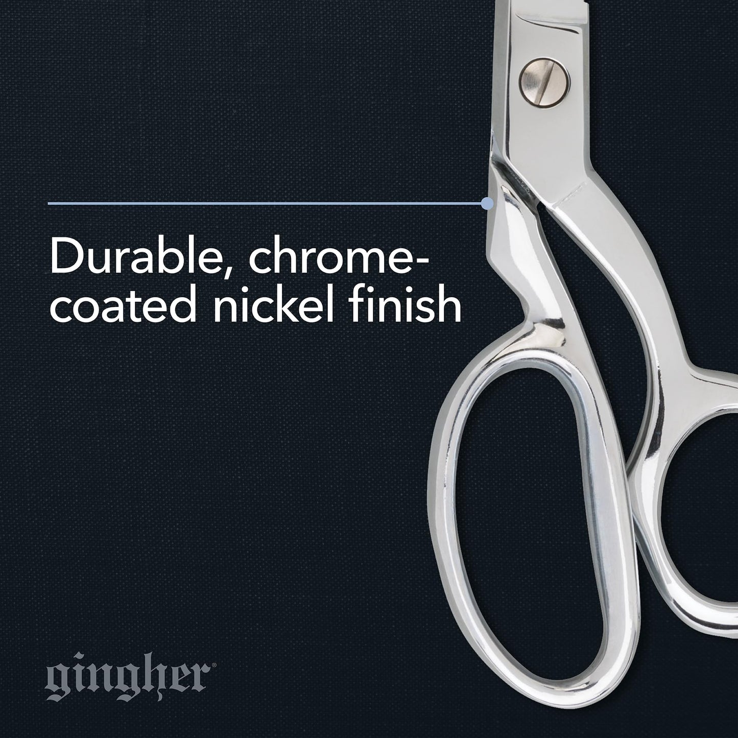 Gingher 8" Serrated Dressmaker's Fabric Scissors with Protective Sheath, Stainless Steel Shears that Grips Fabric, Sharp Knife Edge Fabric Scissors, Chrome Plated Nickel Finish