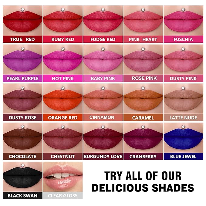 Red Lipstick Long Lasting, Matte Liquid Lipsticks for Women Non Transfer Smudgeproof Smooth and Easy to Appy Cruelty Free Lip Color, M48 Ruby Red