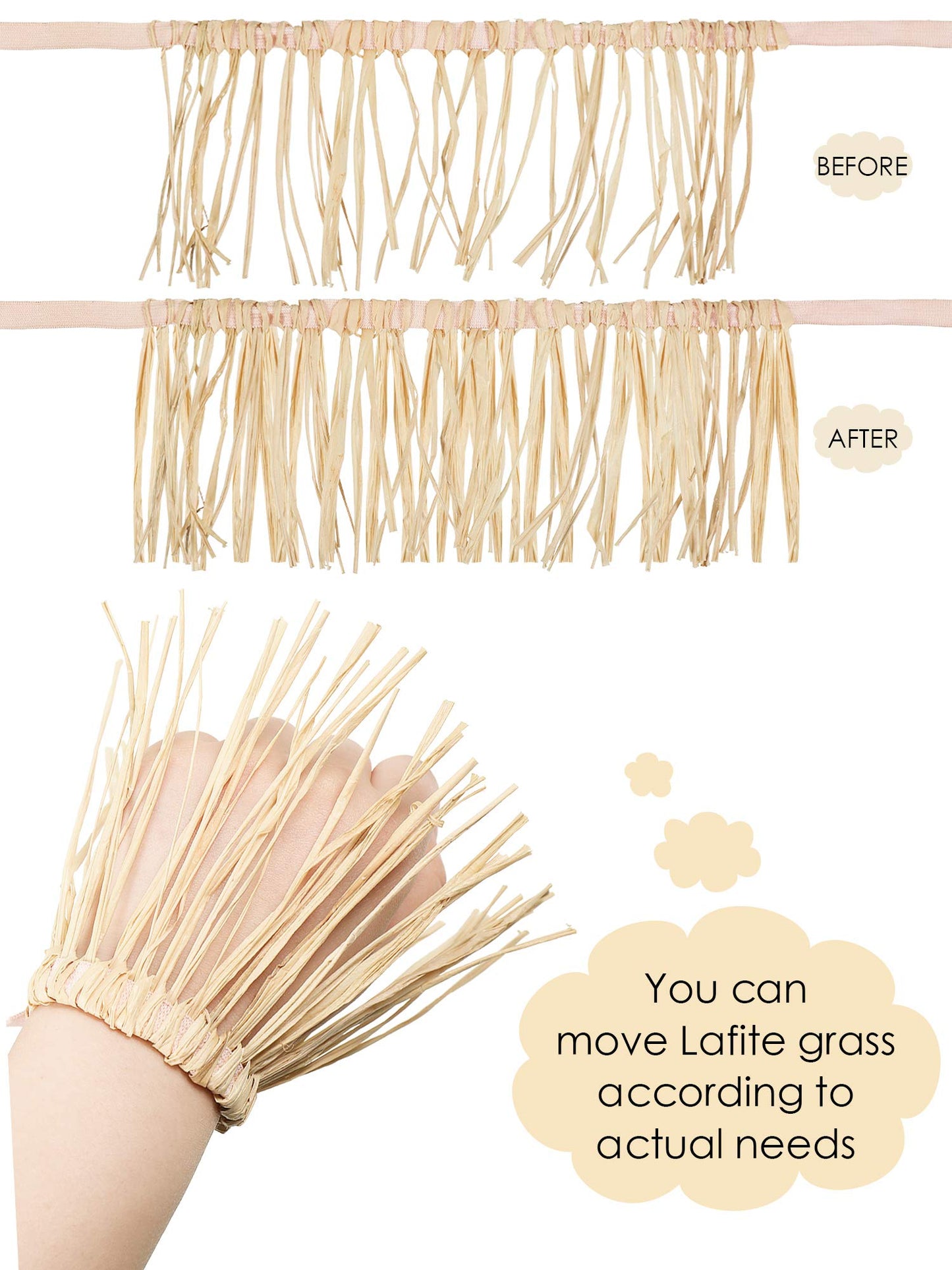 Jetec 7 Pieces Scarecrow Straw Kit 5 Raffia Material Scarecrow Costume Accessories Decoration Raffia Neck Arm and Ankle Ties and 2 Cotton Cord Ties for Party Accessory Halloween Decoration