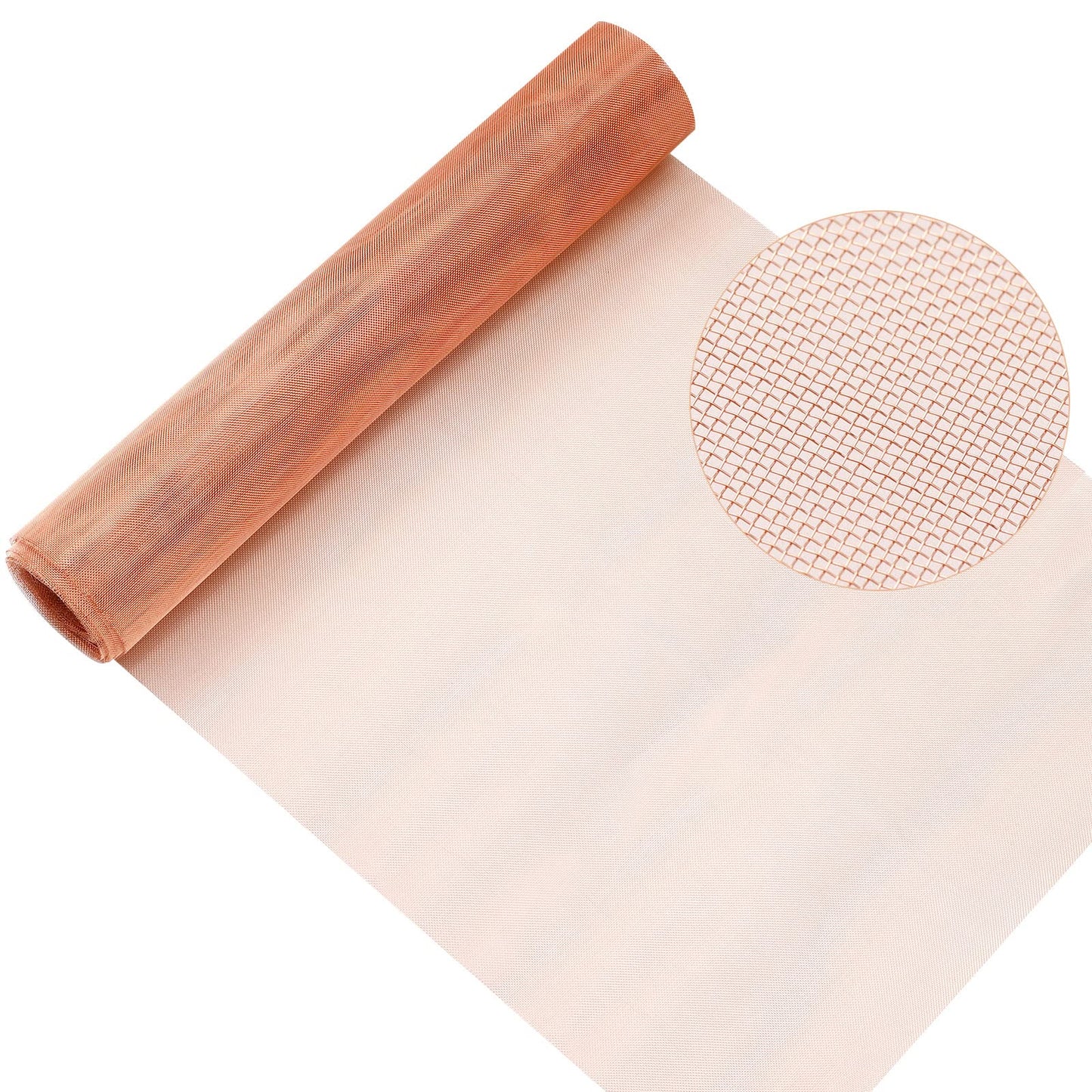 Therwen 12 Inch x 35 ft Copper Mesh Screen 99.9% Pure Copper 40 Mesh Roll Wire Fabric for Grounding Dense Filter Screen Woven Crafts Window Protection