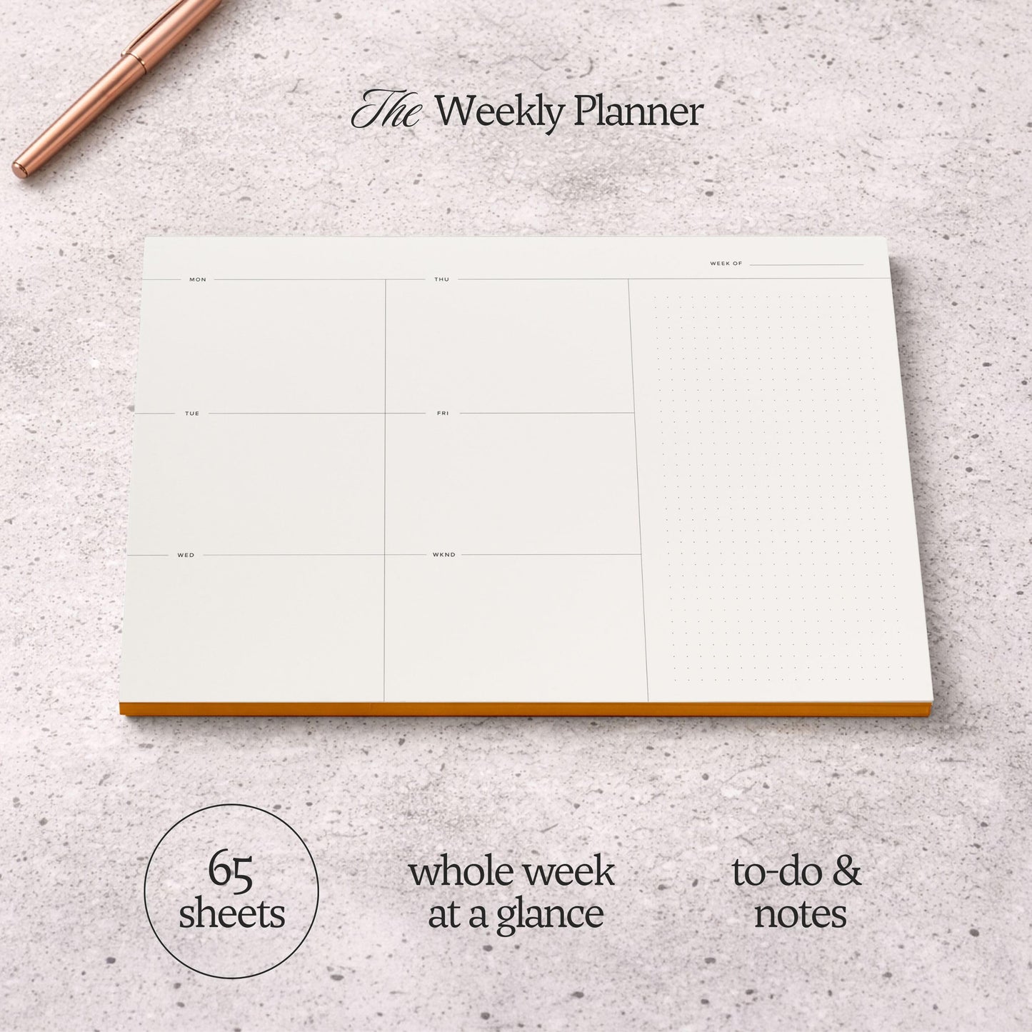 Weekly To-Do List Notepad – Desk Pad for Work and Study, Orange, 11.7x8.3 Inches