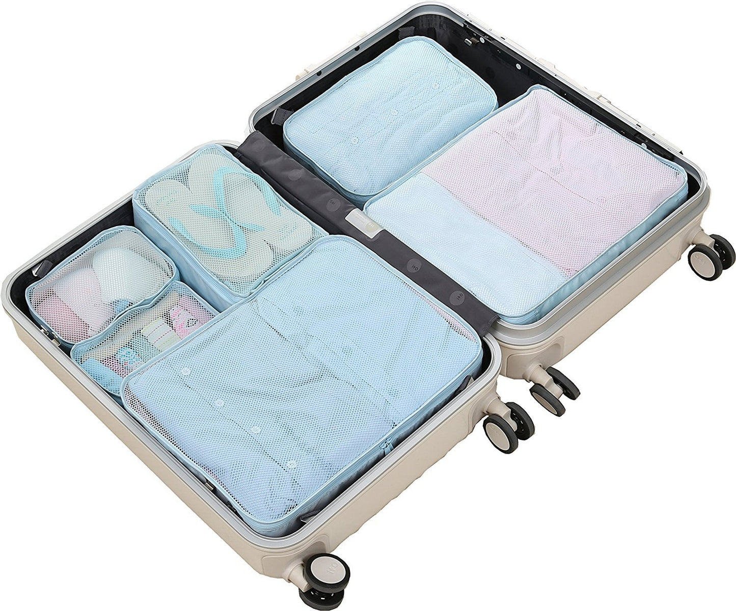 JJ POWER Travel Packing Cubes, Luggage Organizers with Shoe Bag (Blue)