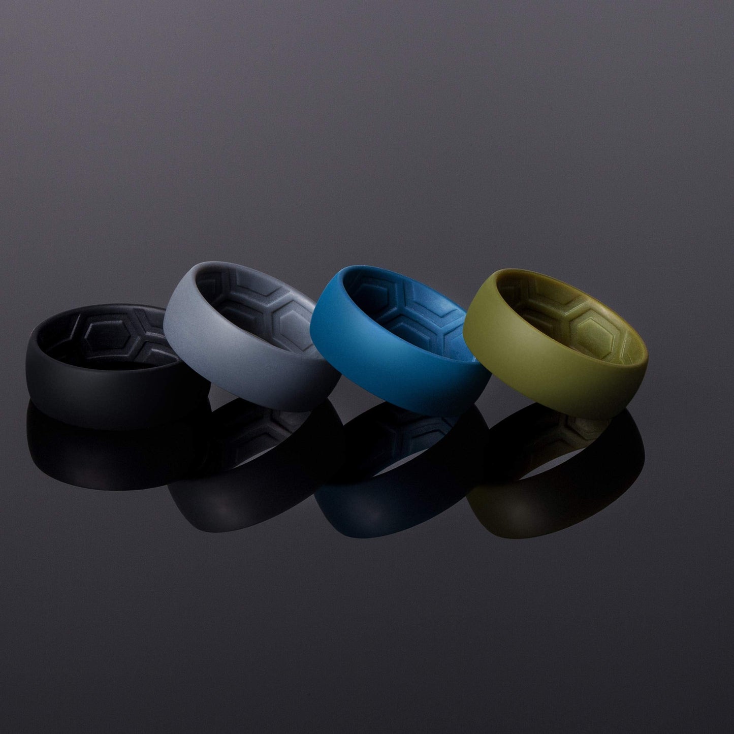 ThunderFit Men's Patterned Silicone Rings, 8mm Wide 2.2mm Thick Rubber Bands,Variety Multipack 1,4,7