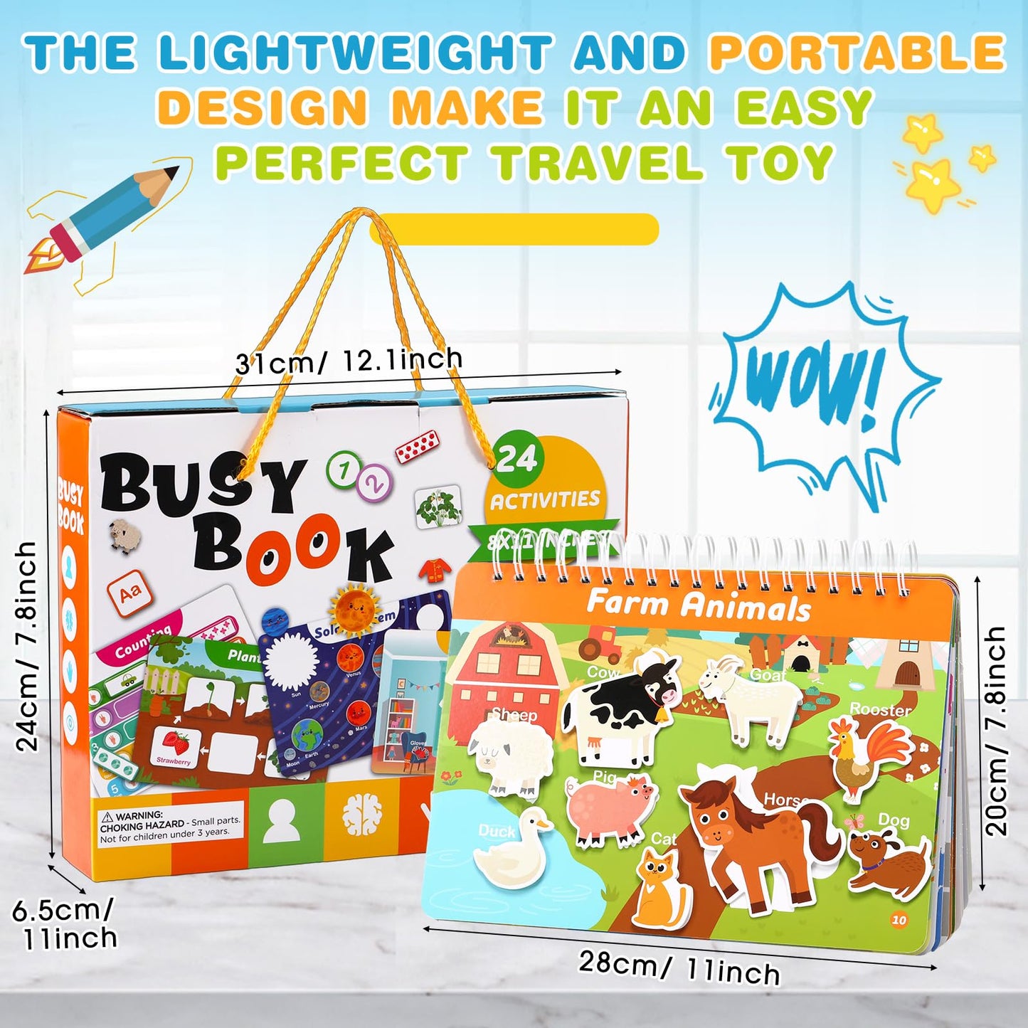Fuutreo Montessori Busy Book for Toddlers 24 Themes Preschool Learning Binder with Stickers, Cognitive and Sensory Activities for Kids Ages 2-4 Educational Gift for Boys Girls with Gift Box Packaging