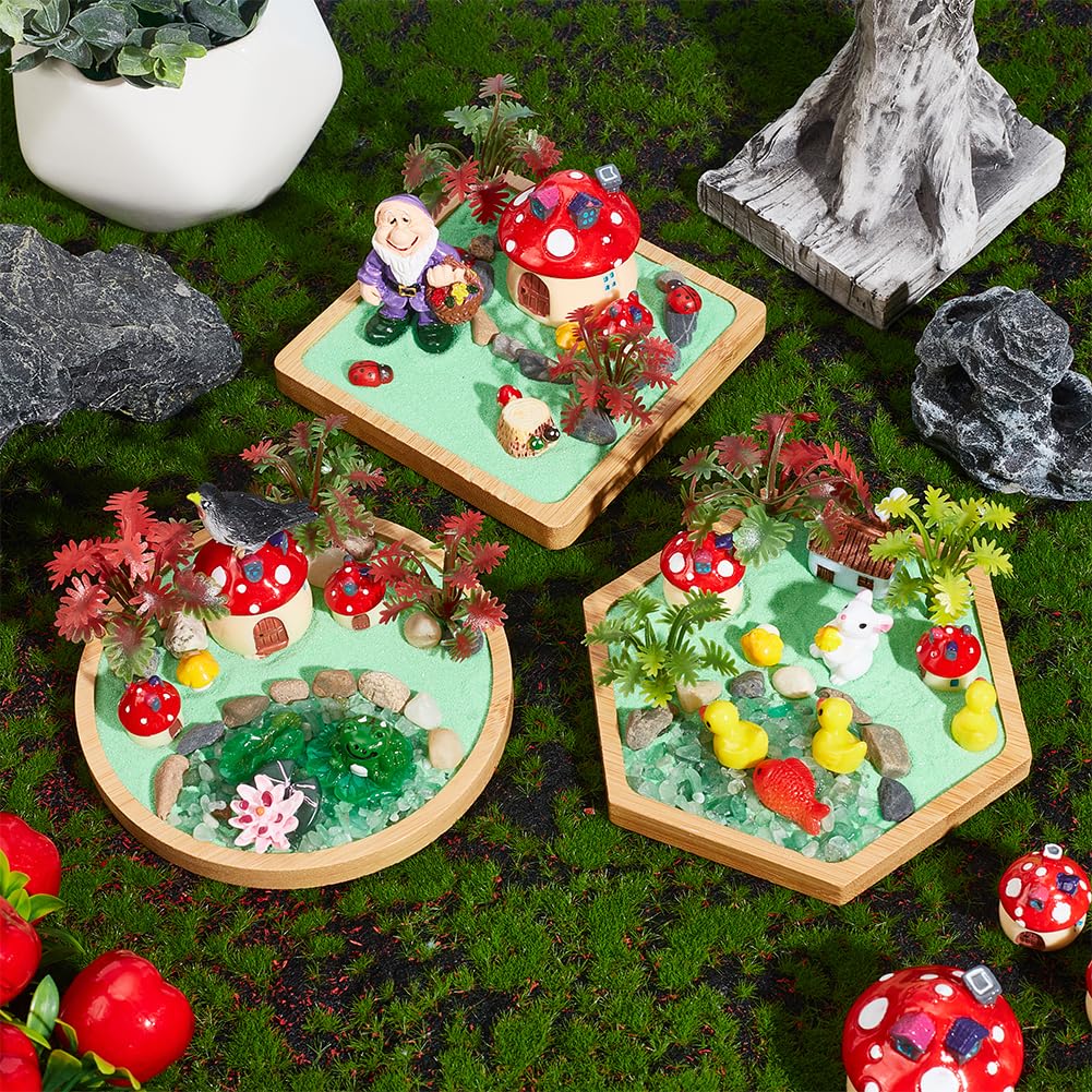 WEBEEDY 3 Sets Miniature Mushroom Zen Garden Kit Sand Craft Kit Ocean Beach Sandbox Decorations Mini Zen Garden Accessories for Home Office Desktop Decor Unique Gift