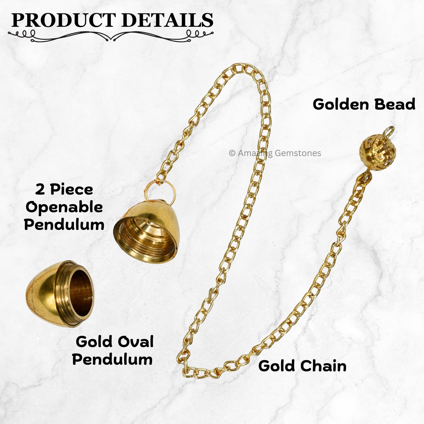 Amazing Gemstone Healing Metal Pendulums for Divination, Gold Openable 2 Piece Oval Steel Copper Pendulum High Energy Pendulo de Bronce Pendulos de Mesa MP94