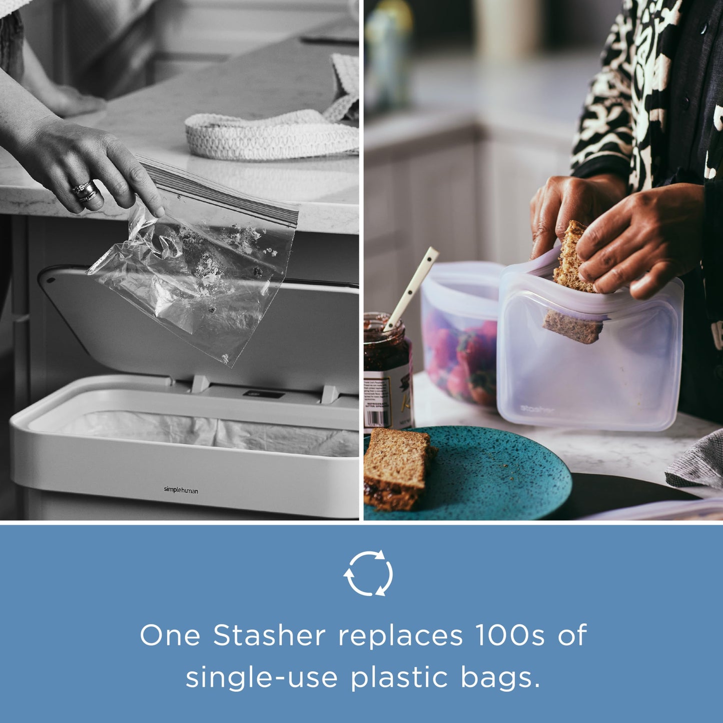 Stasher Silicone Reusable Storage Bag, 1-Cup Bowl, Reusable Freezer Bag, Microwave, Dishwasher, Oven Safe, Sous Vide, Lunch Container, Eco Friendly, Food Storage Bag, Snack Bag, 8 oz, Deep Ocean