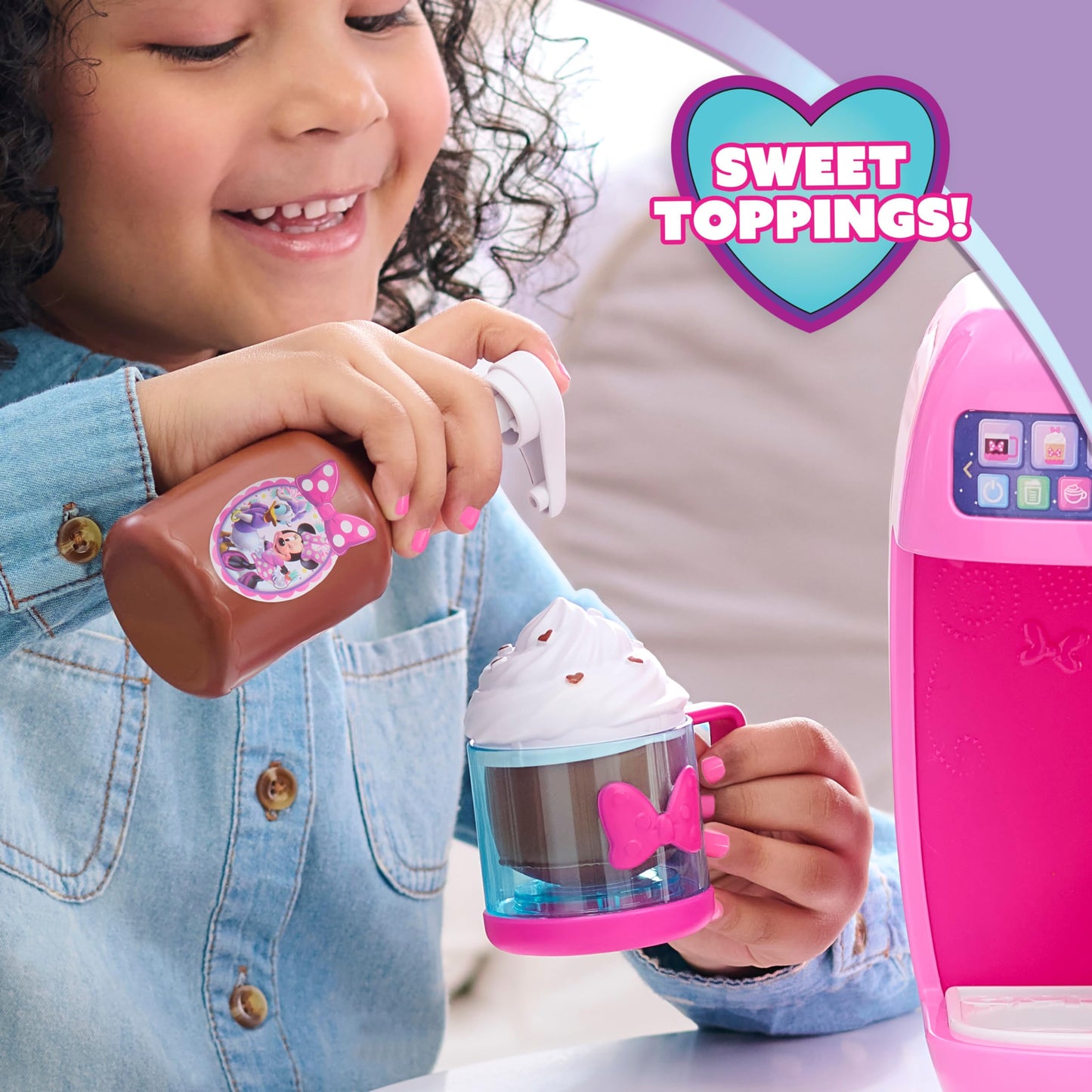 Disney Jr. Minnie Mouse Rise & Shine Bowrista Set, 10 Inch Play Espresso Machine, Ages 3 and Up