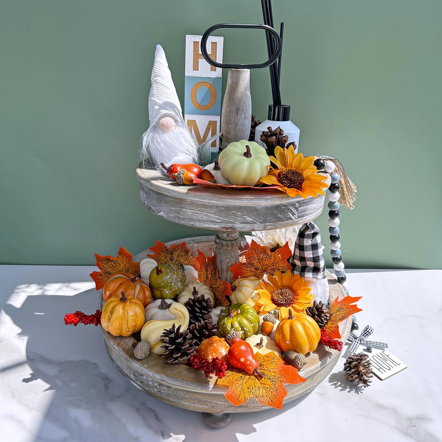 Winlyn 60 Pcs Assorted Small Artificial Pumpkins and Gourds with Acorns Pinecones Maple Leaves Sunflowers Fall Harvest Decoration Set for Thanksgiving Halloween Bowl Filler Table Centerpiece Wreaths