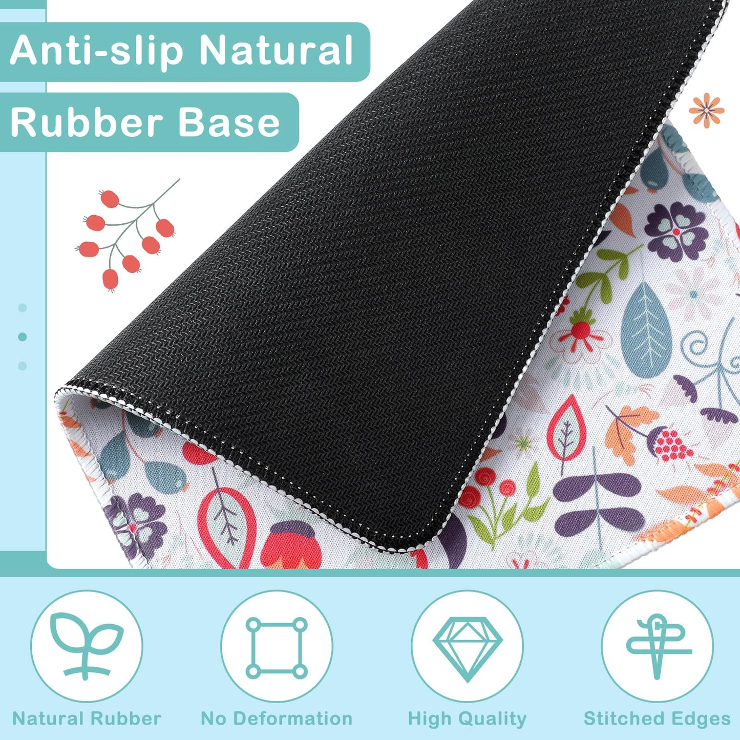 Kanayu 12 Pcs Inspirational Mouse Pad Bulk Fun Floral Mouse Pad with Motivational Quotes Square Non Slip Rubber Mousepad for Desk Office Home Laptop Computer