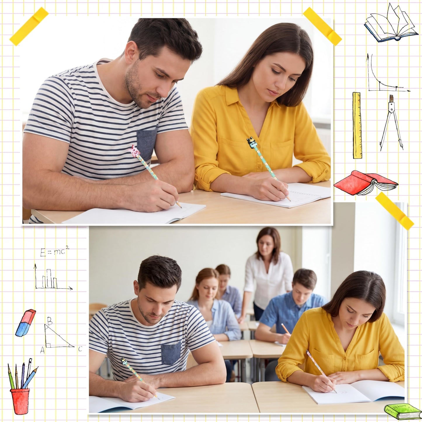 Ireer 60 Pcs Scented Pencils for Kids Animal Fruit Fun Smelly Pencils Bulk HB Graphite with 60 Pcs Cute Cartoon Toppers Gift for School Office Classroom Party Reward Supplies(Cute Style)