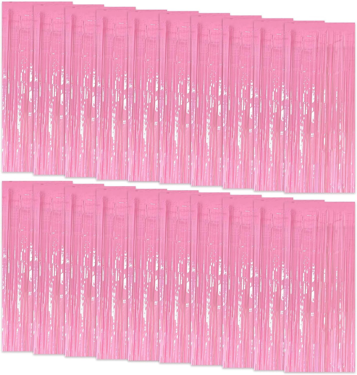 20 Pack Foil Curtain Pink Backdrop Streamers Metallic Tinsel Fringe Curtains Photo Booth Props for Birthday Wedding Engagement Bachelorette Christmas Holiday Celebration Party Decorations
