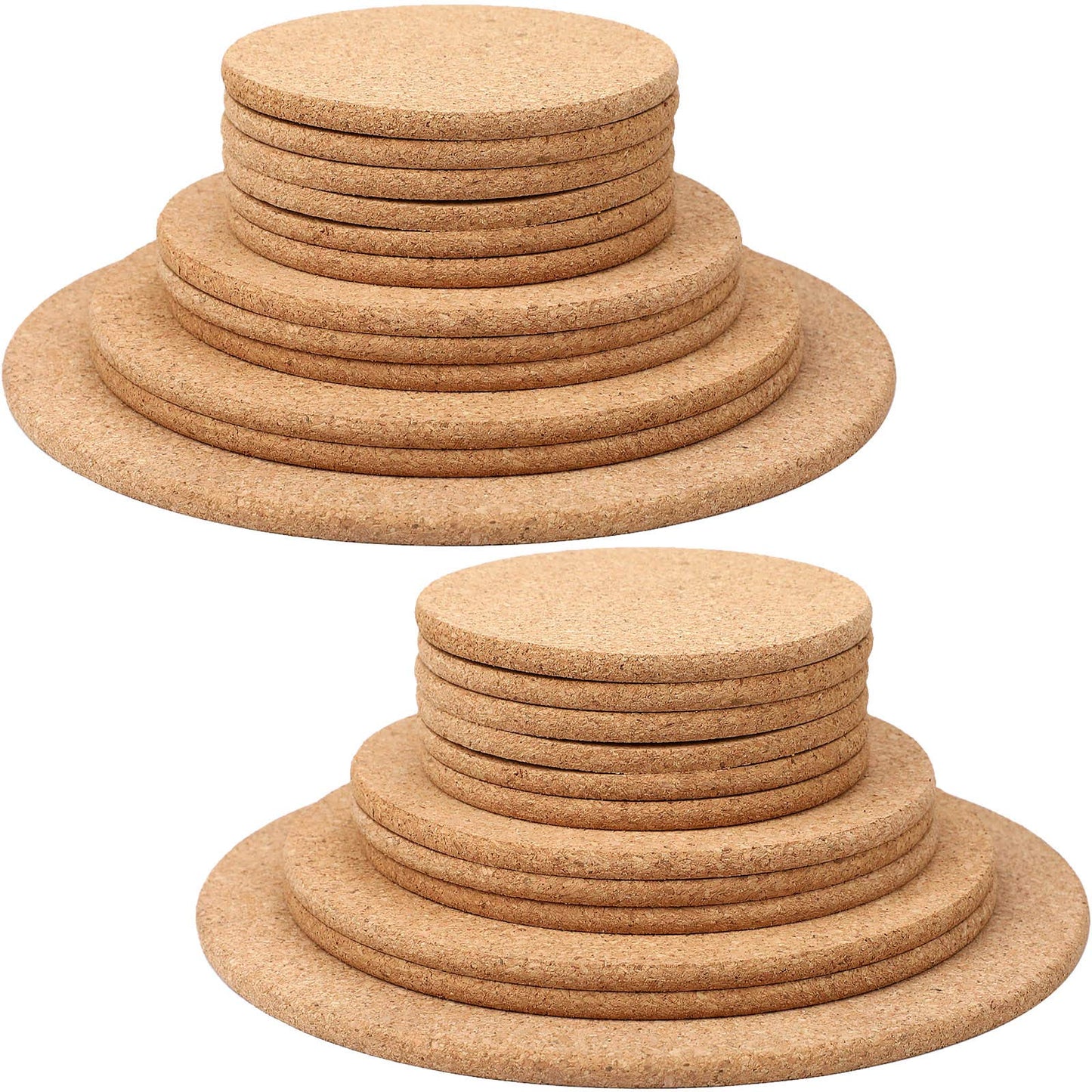 Patelai 24 Pcs Cork Coasters - Thick Round Blank Cork Base Mat for Wine Glasses, Home Bar, Kitchen, Restaurant, Cafe, Wedding Party, 1/4" Thickness, 4 Sizes