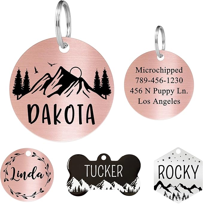 Ultra Joys Custom Dog Tag Personalized Pet Name Tag - Large Bone Mountain