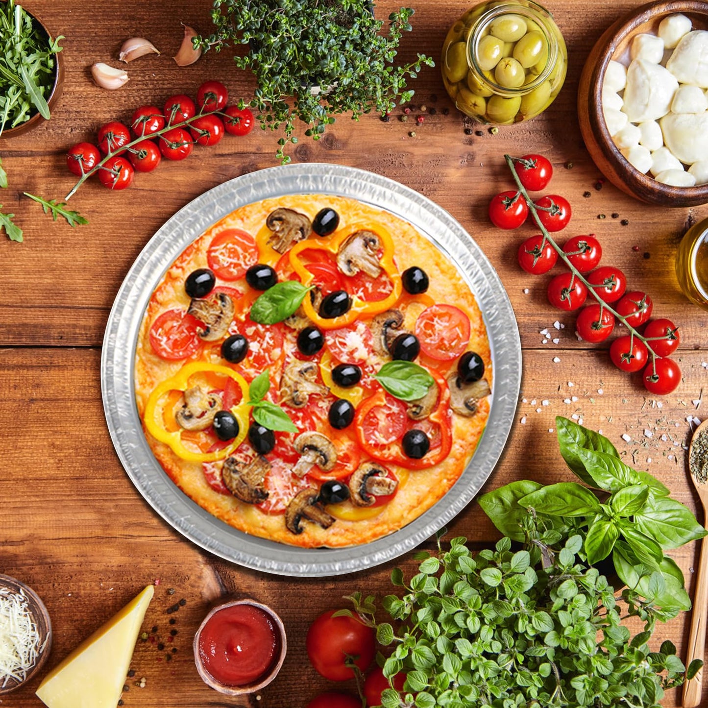Pack of 12 Disposable Round Foil Pizza Pans Round Aluminum Foil Pans Large Serving Trays for Pizzas, Giant Size Chocolate Chip Cookie Cake Tin– Size: 12 Inch (12 Inch)