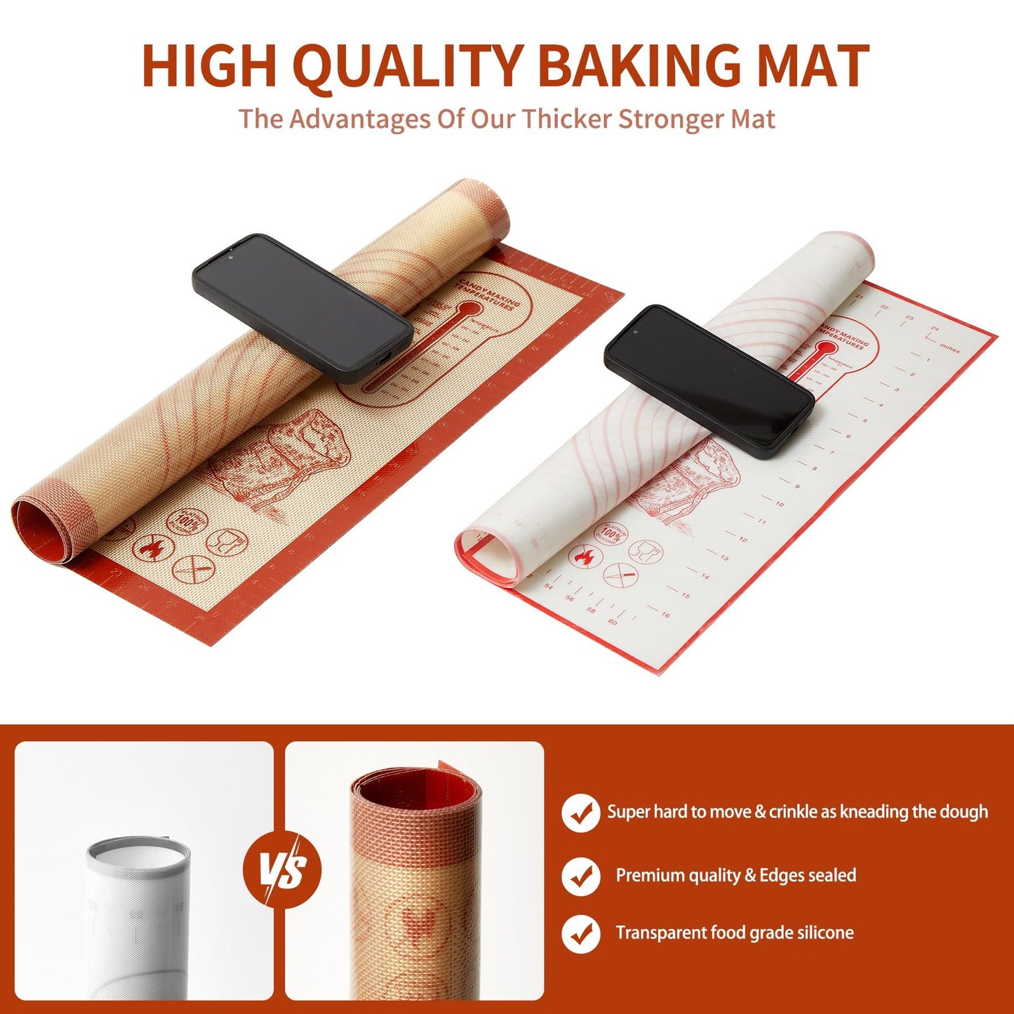 Silicone Baking Pastry Dough Mat - 32x24Inch Extra Large Cookie Bread Rolling Mats Sheet, Nonstick Kitchen Counter Kneading Board, Thick Reusable Pie Cookies Pizza Fondant Making Matt with Measurement
