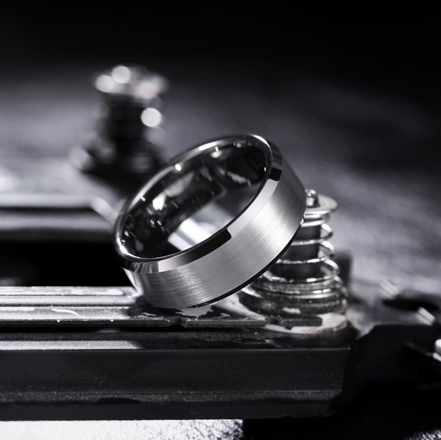 King Will Gunmetal Gray 8mm Basic Wedding Ring For Men with Brushed Matte Surface Beveled Polished Edge Comfort Fit Size 11