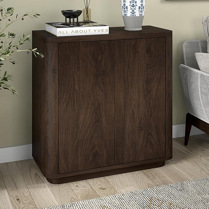 Henn&Hart 32" Wooden Accent Cabinet, Modern Sideboard Buffet Cabinet with Adjustable Shelf for Living Room, Dining Room, Bedroom or Entryway, Alder Brown