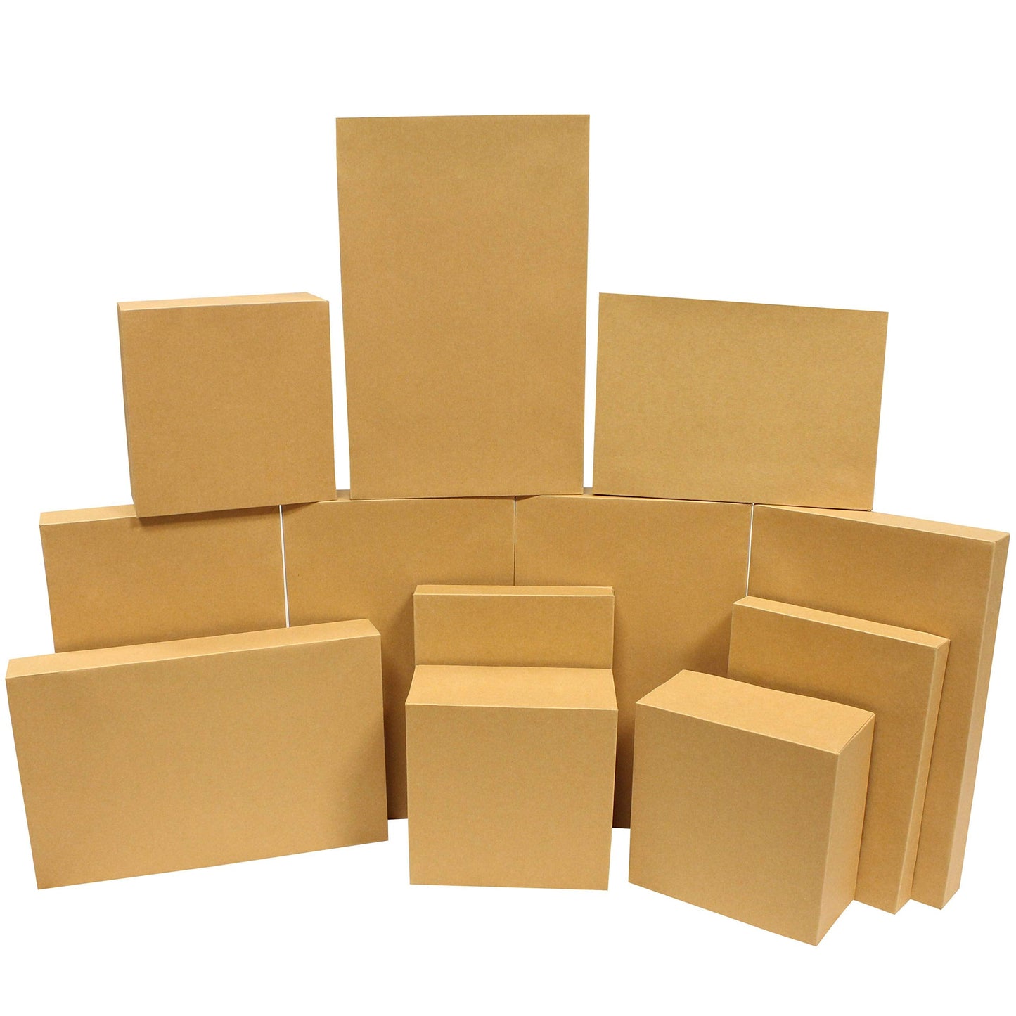 JOYIN 12PCS Christmas Brown Gift Boxes with Lids for Presents, 4" Deep Large Shirt Robe Wrapping Box, 4 Different Sizes Holiday Festive Lingerie Cupcake DIY Kraft Cardboard Boxes