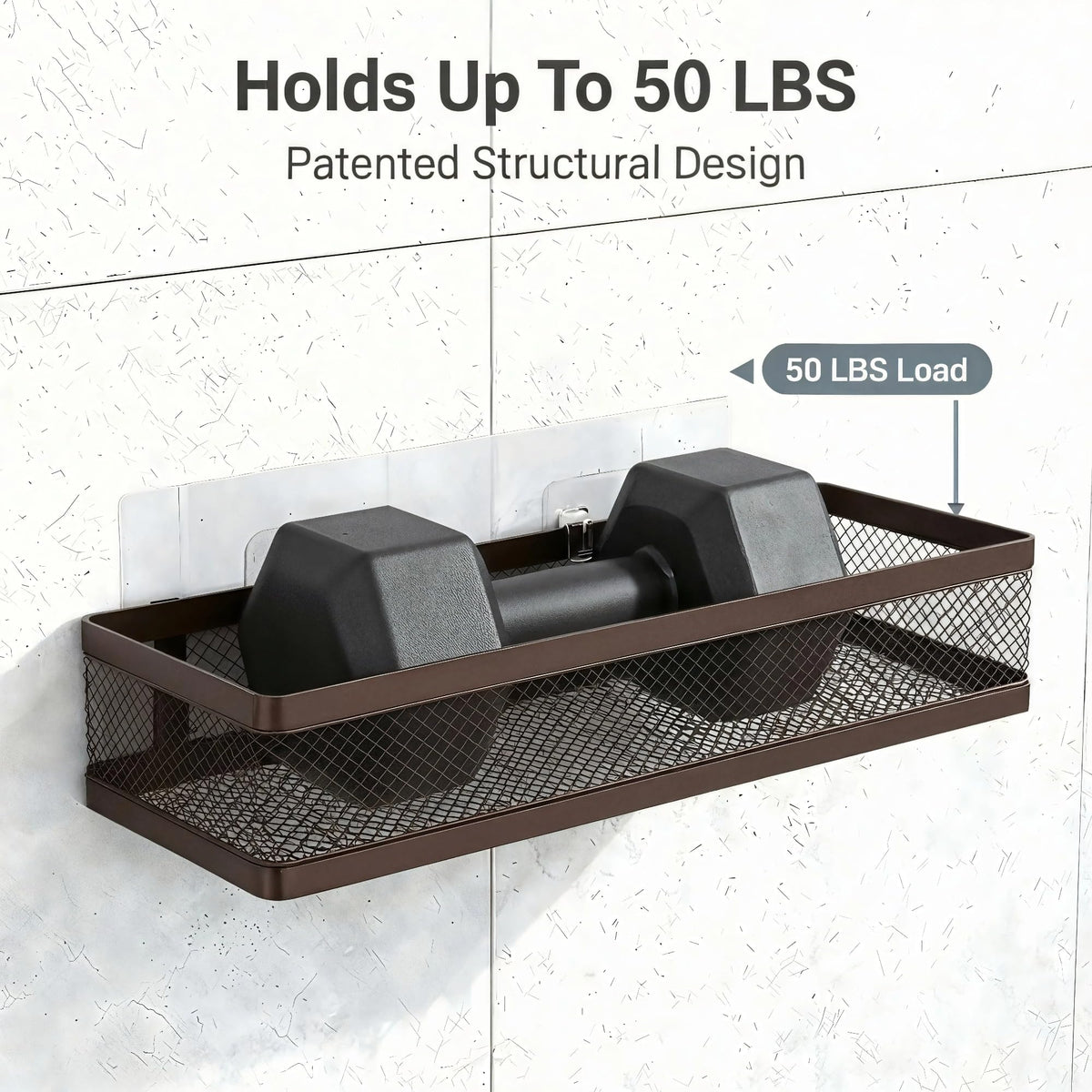 5-in-1 16.5" Extra Long Slim Wall Mount Wrapped Mesh Kitchen Organizer & Shower Caddy Kit, with Paper Towel Holder, Utensil Holder, Soap Dish, Holds 50LBS - Vintage Bronze, Netting