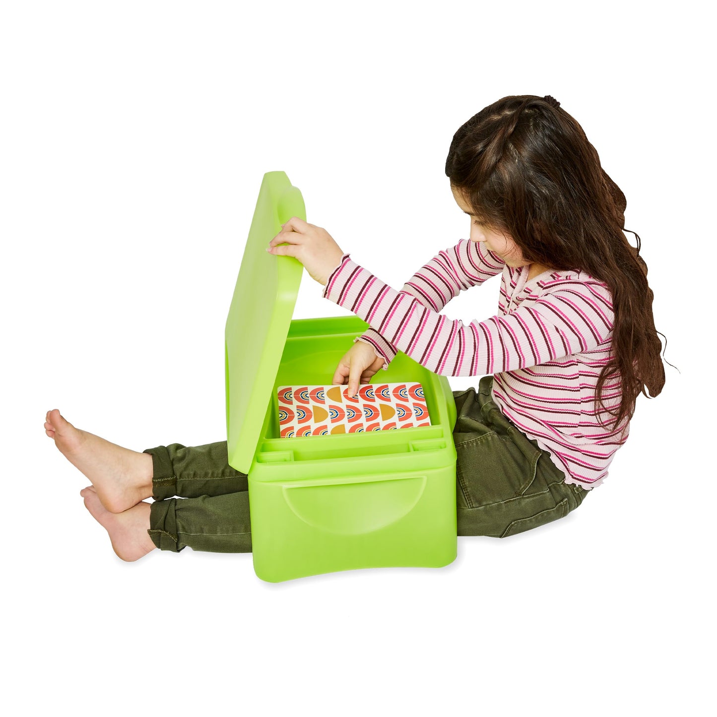 HearthSong Foldable Lap Desk for Kids with Storage - Ideal Floor Desk for Drawing, Studying, Portable Folding Travel Lap Table, Versatile Bed Desk & Lap Tray, Green