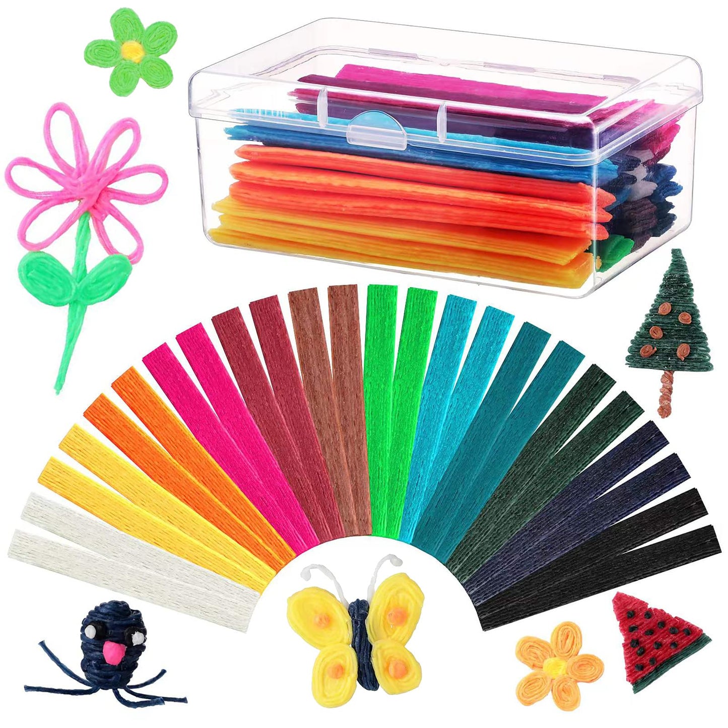 600 Pieces Wax Craft Sticks for Kids Bendable Sticky Yarn Molding Sculpting Sticks in 13 Colors with Plastic Storage Box for Handicraft DIY School Project Supplies