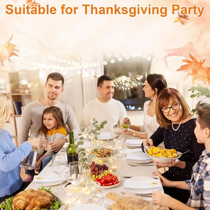 Janlaugh 100 Pcs Gold Thanksgiving Linen Disposable Bathroom Hand Towels Pumpkin Maple Leaves Foil Stamped Guest Napkins 12"x17" Paper Towels for Bathroom Home Lunch Dinner Kitchen(Pumpkin)