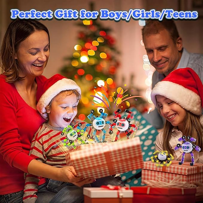 4 PCS Transformable Fidget Spinners Toys for Kids and Adults Stress Relief Sensory Toy for Teens Boys Autism Cool Fingertip Gyros Boy Girl Travel Party Favors Birthdays Gifts Stocking Stuffer