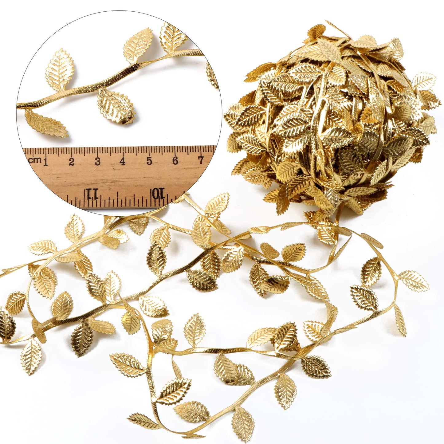 David accessories Gold Leaves Leaf Ribbon Trim Rope - 20 Yards - for DIY Craft Party Wedding Home Decoration(Gold)