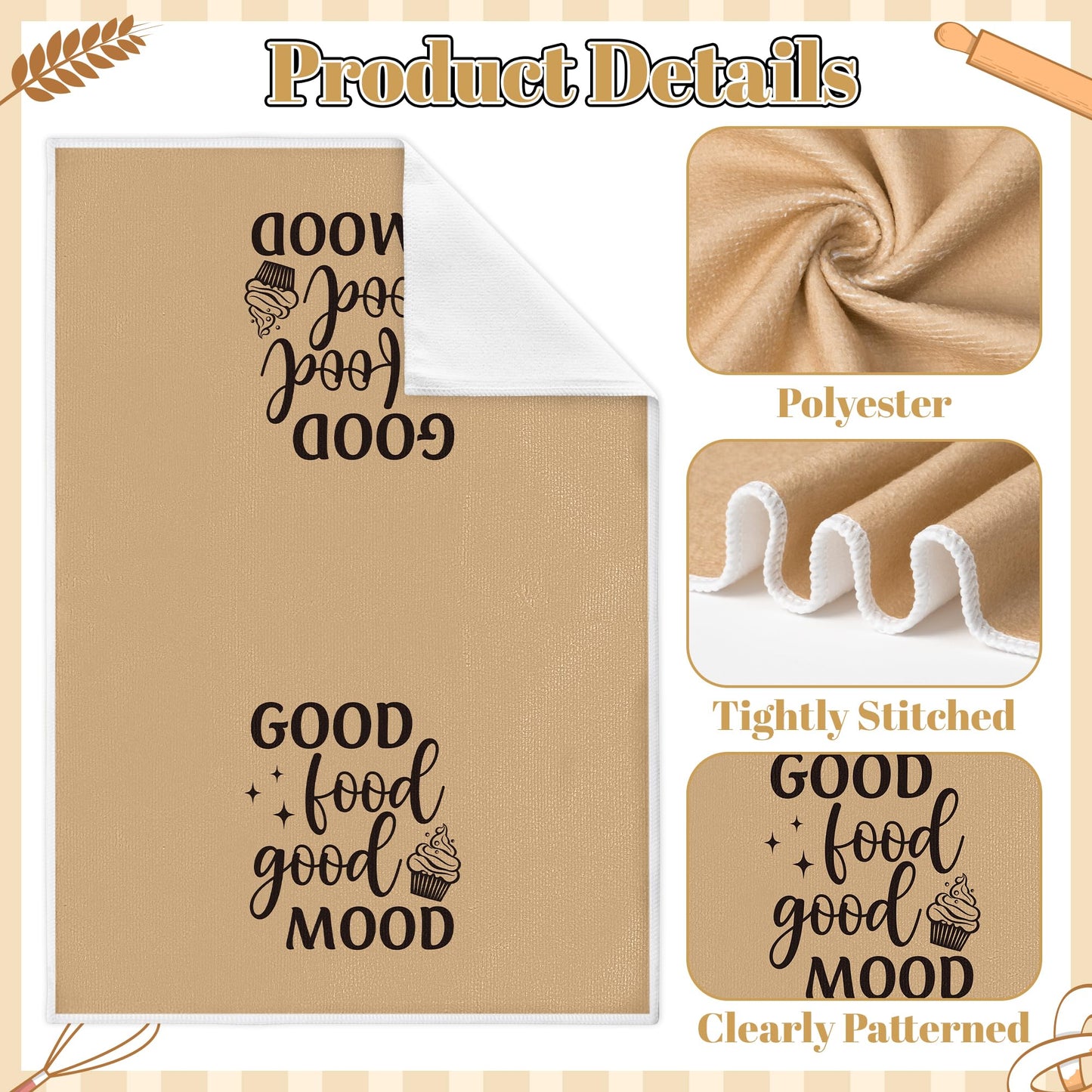 GROBRO7 Sweet Home Hand Towel - 6Pcs Funny Happiness is Homemade Kitchen Dish Towels Set Soft Polyester Towels Bathroom Farmhouse Decor for Home Dining Room Decor, Housewarming Gift for Hostess