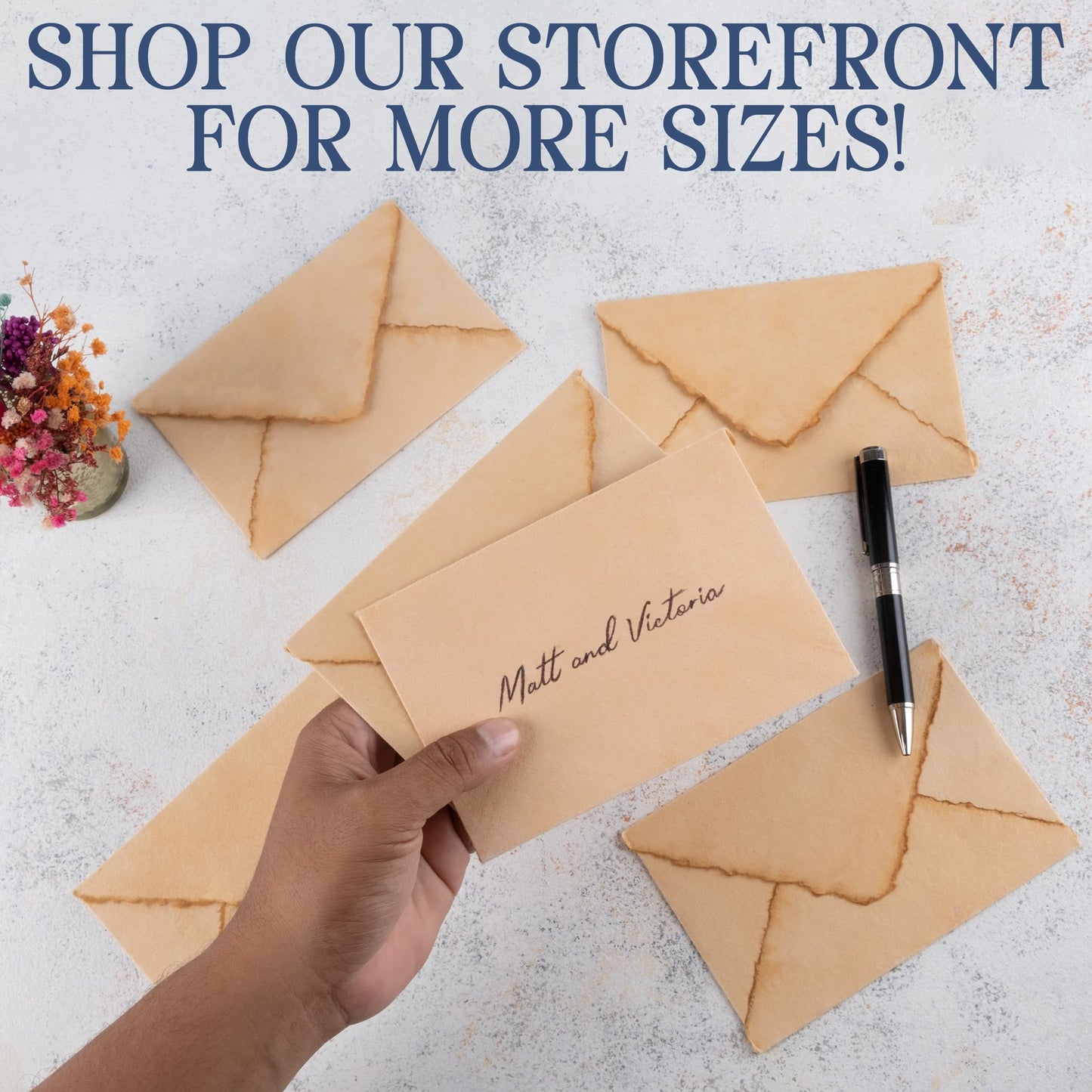 Wanderings Handmade Antiqued Envelope with Deckle Edge - 4.25 x 6.25" - Package of 25 for Writers Invitations Announcements - Cold Press Thick 150 GSM Recycled Paper