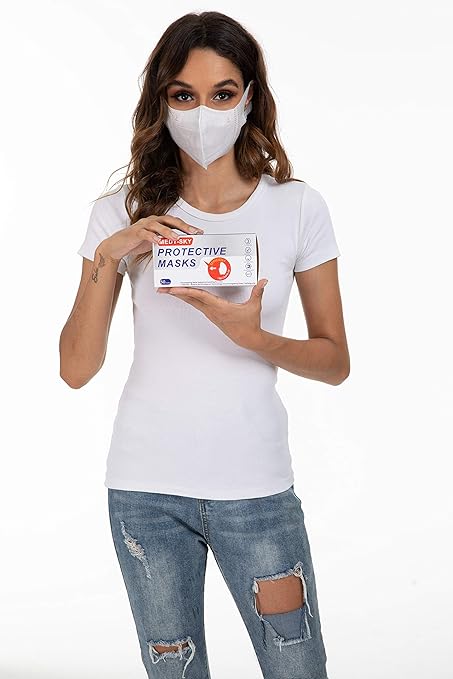 Medi-sky 3D Disposable Mask for Adults, Elastic Cloth Ear Straps Breathable Face Mask Individual Package 50pcs White