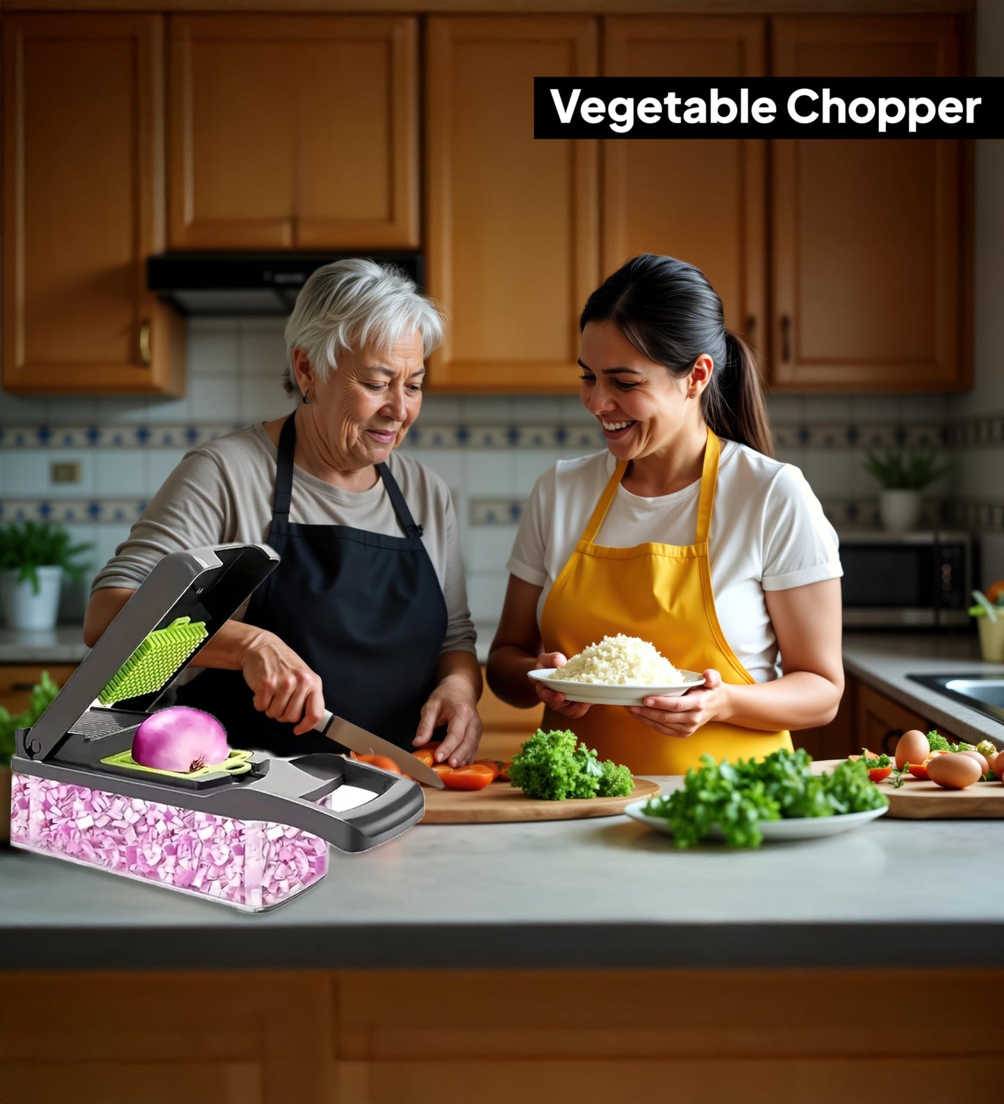 Pro-Series 16-in-1 Vegetable Chopper & Food Chopper with Container - Multi-Blade Cutter, ABS Mandoline Slicer, Fruit Slicer, Onion Chopper, Dicer, Grater, Kitchen Gadgets & Accessories