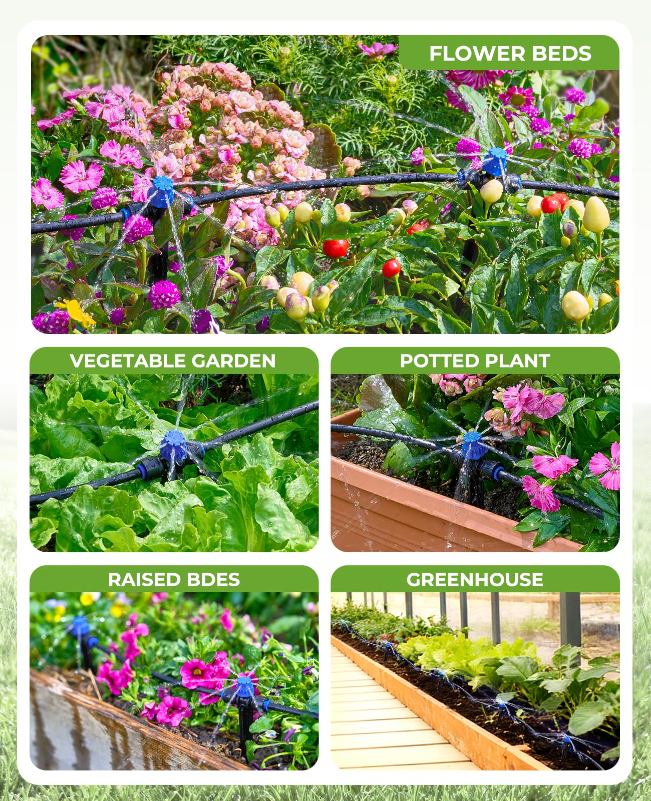 HIRALIY 50FT Garden Watering System, Drip Irrigation Kits for Plants, New Quick Connector, Blank Distribution Tubing, Saving Water Automatic Irrigation Equipment for Patio Lawn