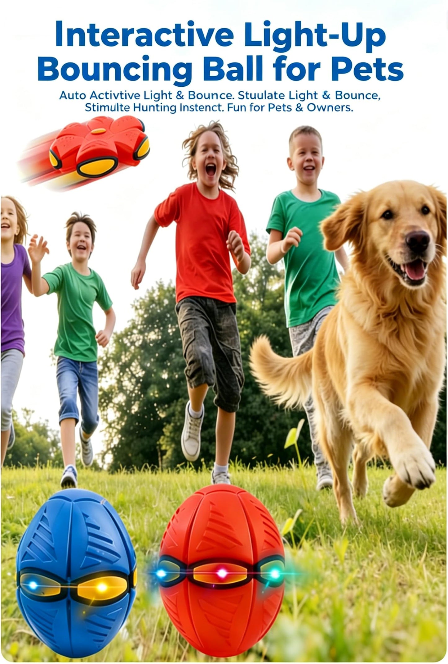 Magic Deformation Ball,Meta Ball,Metaball (2026 New Version)Kids Bouncy Ball, Interactive Flying Saucer Pop-Up Toy,Magic Energy Ball, Gift Pack,Collapsible Delay Frisbee Disc Toy with 6 Lights