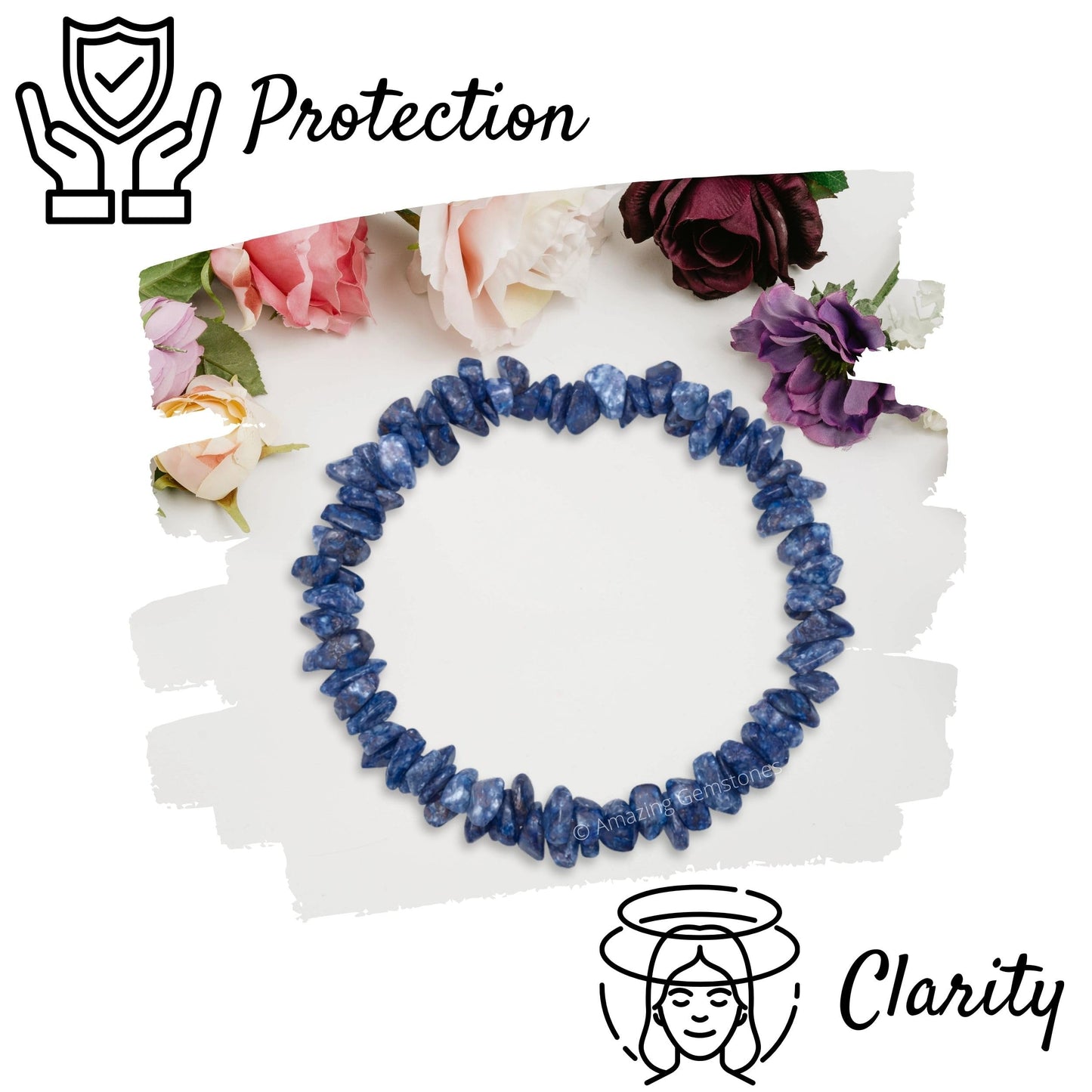Amazing Gemstone Chips Bracelet (Iolite)