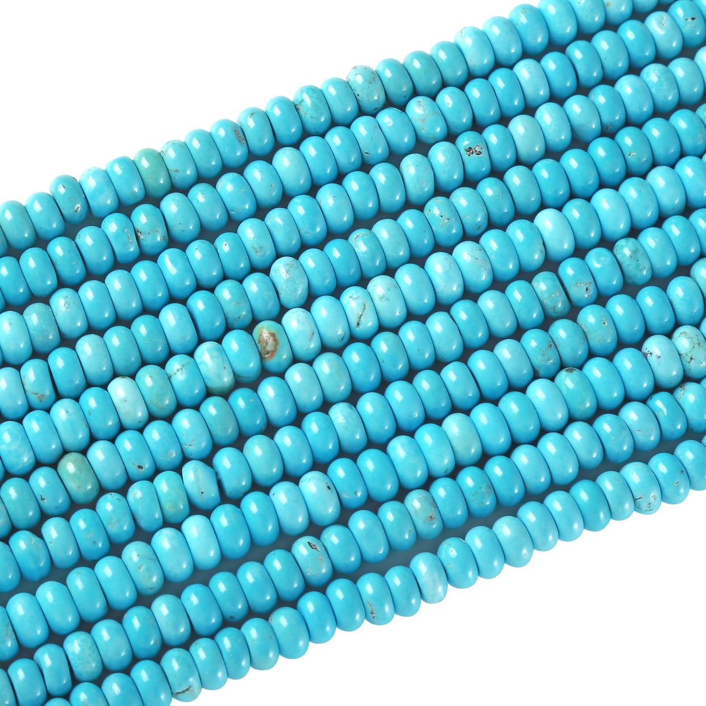 76pcs 5x8mm Natural Stone Blue Turquoise Rondelle Spacer Loose Beads Abacus Disk Stone Round Loose Gemstone Beads for Jewelry Making DIY Bracelet Necklace