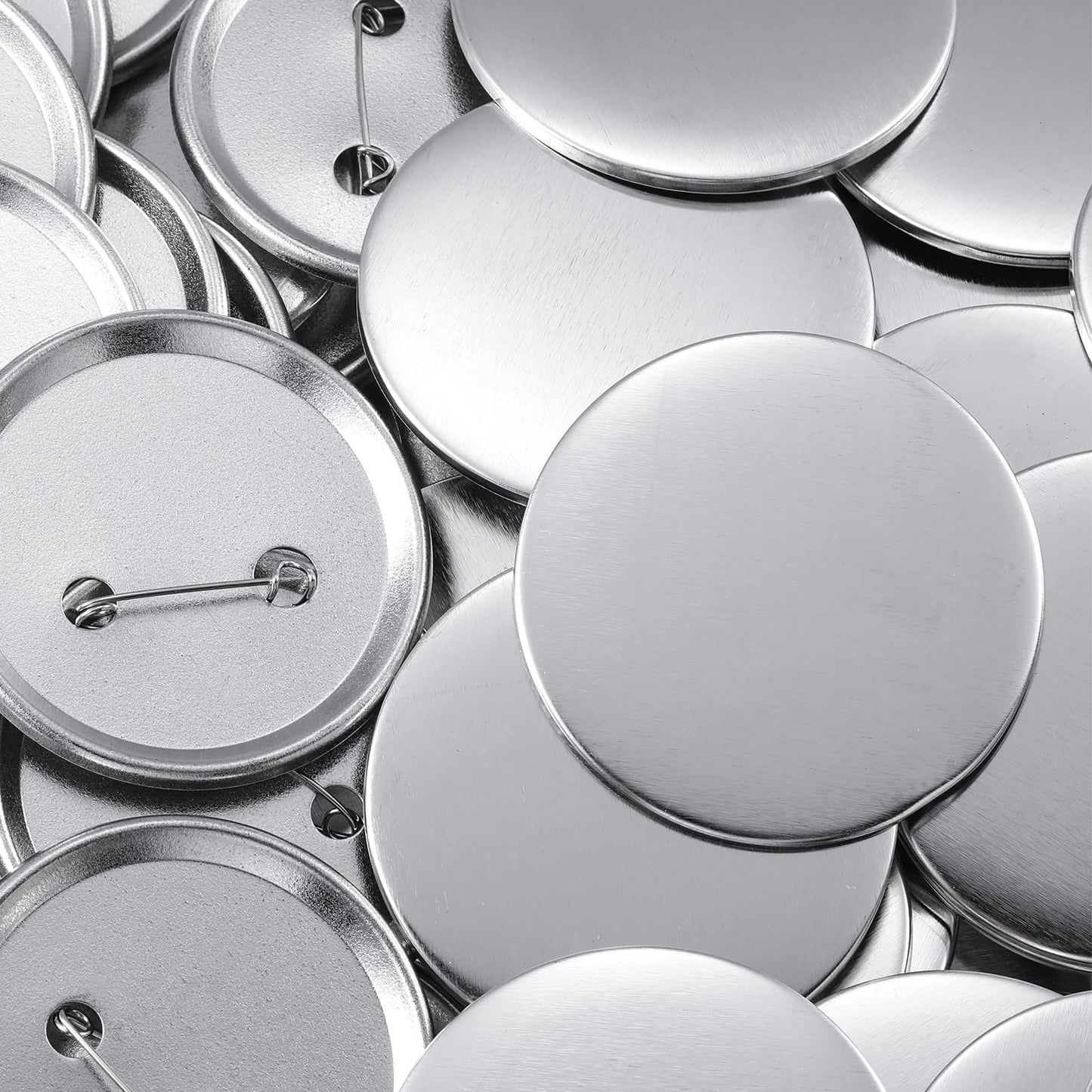 300 Pieces Blank Button Making Supplies Round Badge Parts Metal Pin Badge Kit for Button Maker Machine, Including Metal Shells Back Cover and Clear Film(2.28 Inch,Silver)