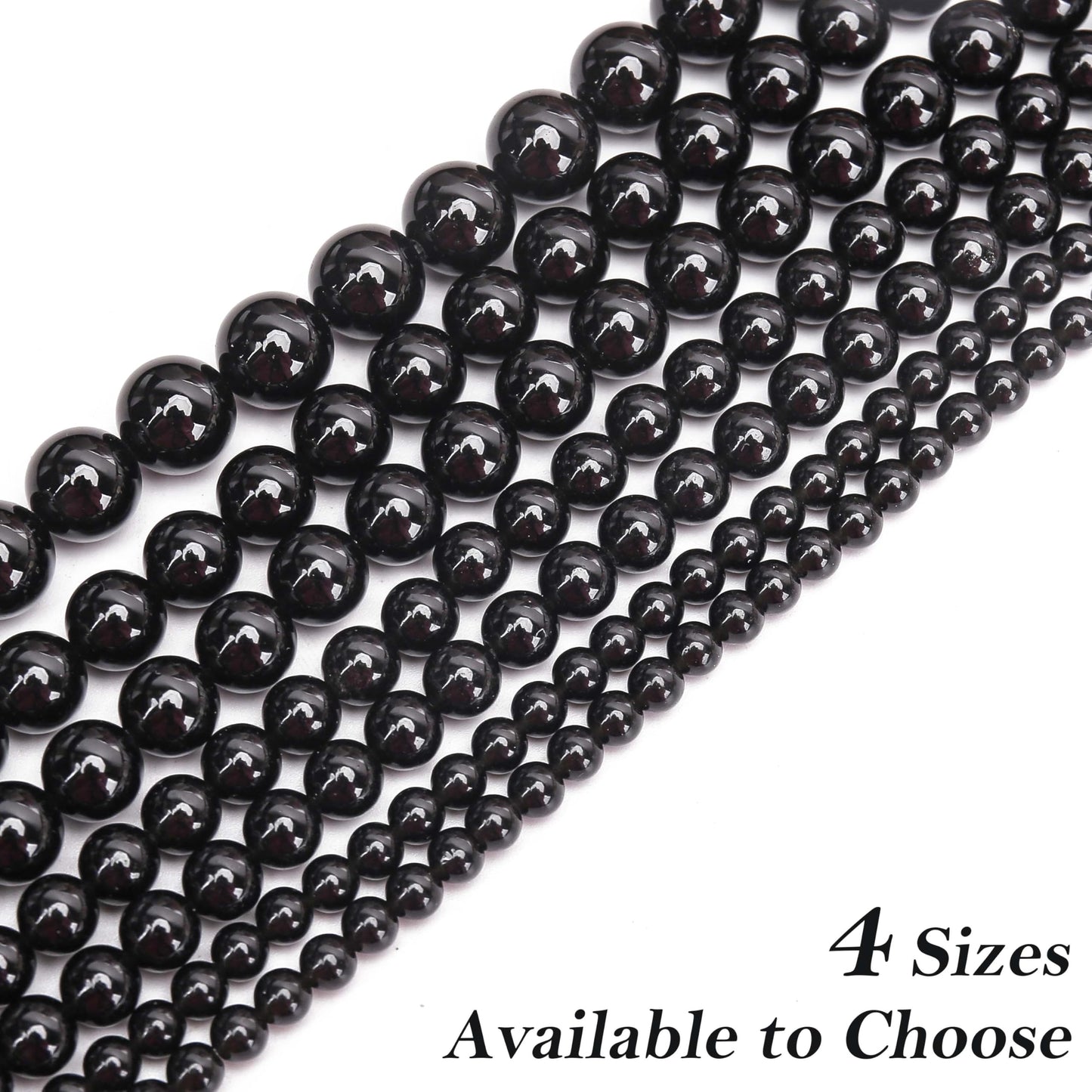 Aurehen Natural Gemstone Beads with Thread Needle Card as Complete Jewelry Making Kit, 120PCS 6mm Round Loose Energy Stone Spacer Beads, Smooth Healing Crystals for DIY Crafts (Black Tourmaline)