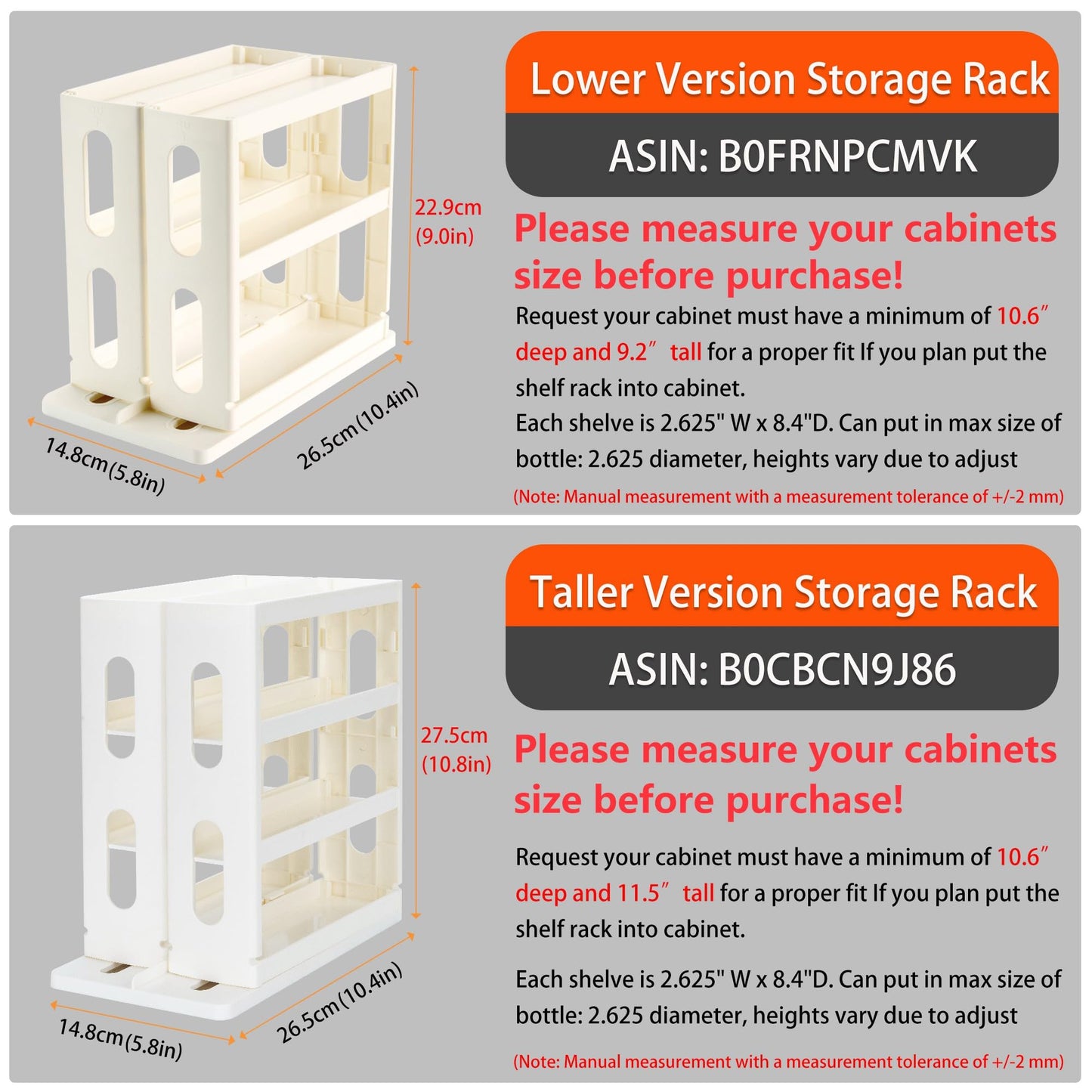 Dutiplus Medicine Organizer 3-Tier Shelves Cabinet Storage Rack Organizer for Holding Vitamins, Supplements, Cosmetics 10.82" H x 5.82" W x 10.43" D (Creamy White)